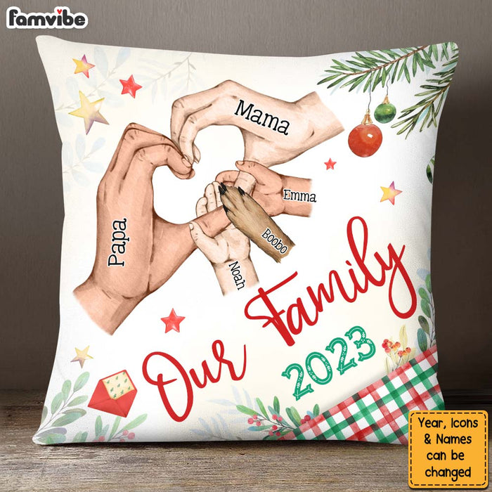 Personalized Gift For Family Heart Hand Sign Christmas Theme Pillow 29190 1
