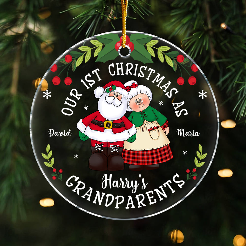 Personalized Gift For Couple 1st Christmas As Grandparents Circle Ornament 29196 Primary Mockup