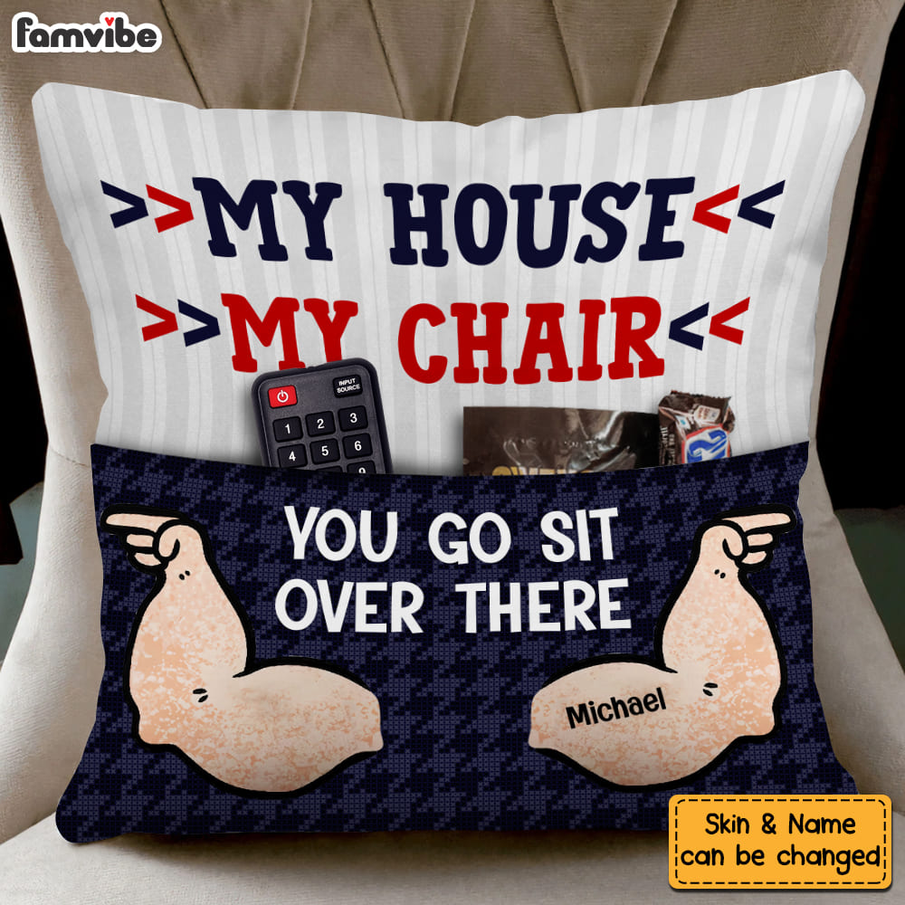 Personalized Gift For Papa Grandpa My House My Chair Pocket Pillow Pocket Pillow With Stuffing 29212 Primary Mockup