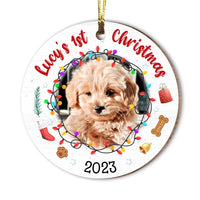 Personalized First Christmas With My Baby Dog Circle Ornament 29220 thumb 1