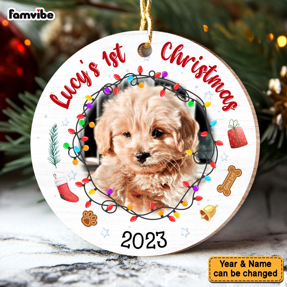 Personalized First Christmas With My Baby Dog Circle Ornament 29220 Primary Mockup