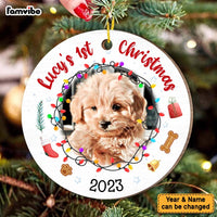 Personalized First Christmas With My Baby Dog Circle Ornament 29220 thumb 1