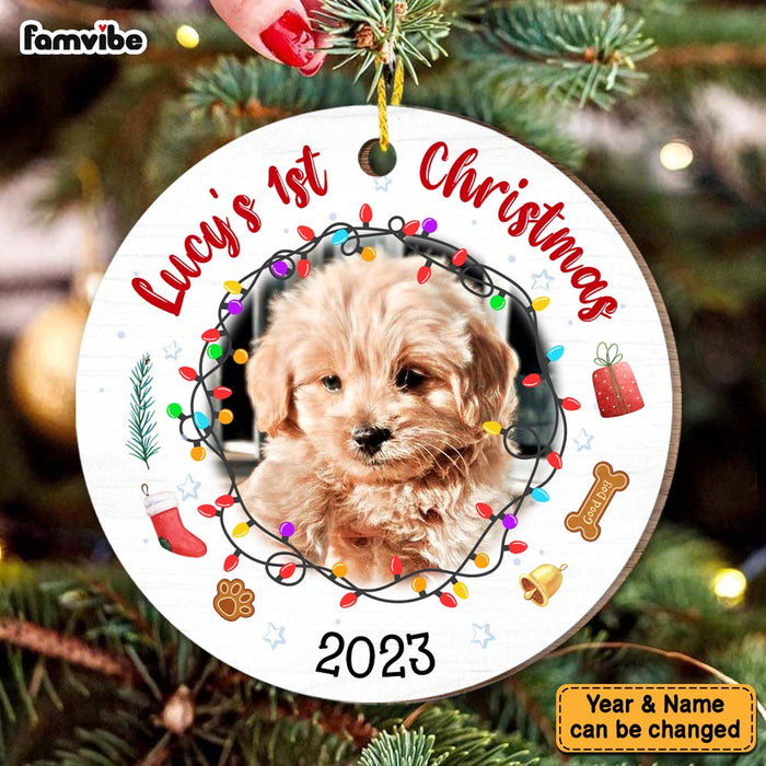 Personalized First Christmas With My Baby Dog Circle Ornament 29220 1