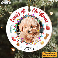Personalized First Christmas With My Baby Dog Circle Ornament 29220 thumb 1