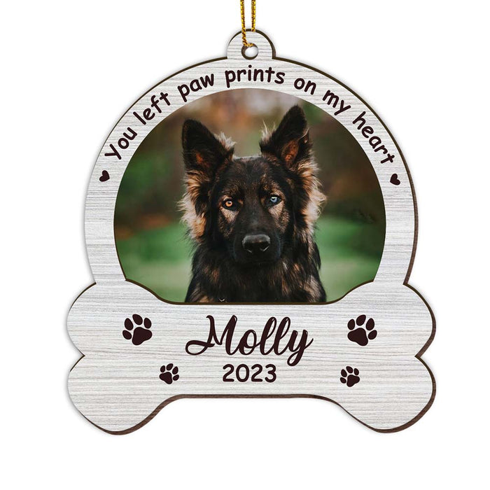 Personalized You Left Paw Prints On Our Hearts Dog Memorial Ornament 29222 1