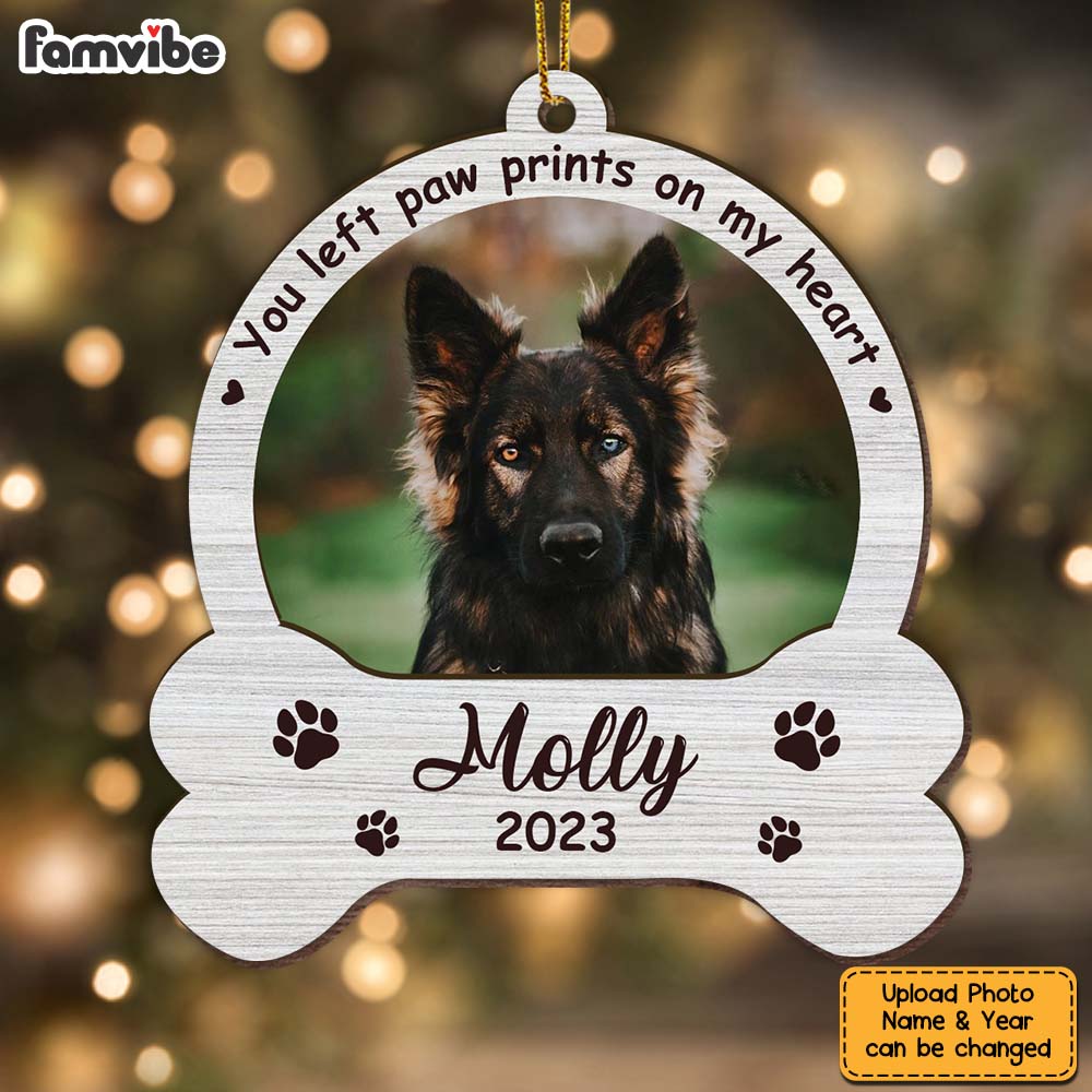 Personalized You Left Paw Prints On Our Hearts Dog Memorial Ornament 29222 Primary Mockup