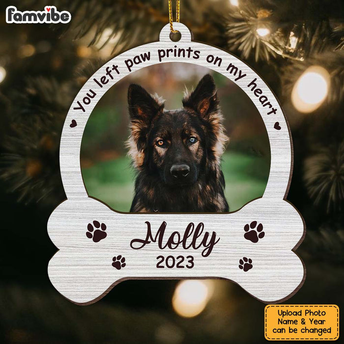 Personalized You Left Paw Prints On Our Hearts Dog Memorial Ornament 29222 1