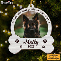 Personalized You Left Paw Prints On Our Hearts Dog Memorial Ornament 29222 thumb 1