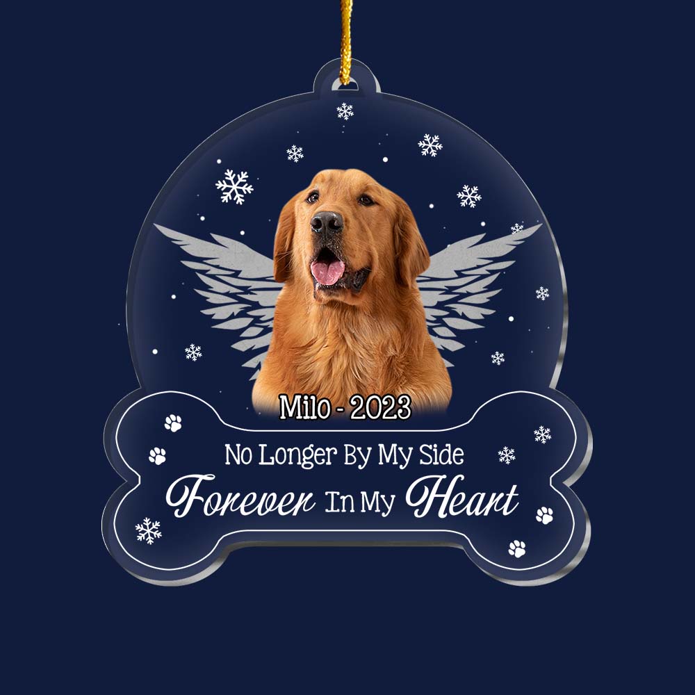 Personalized No Longer By Our Sides Forever In Our Hearts Dog Memorial Ornament 29230 Primary Mockup