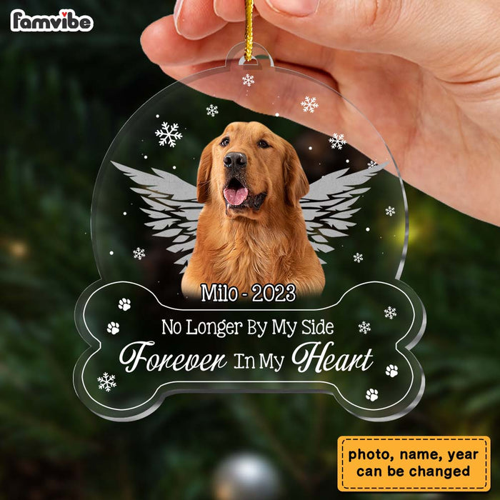 Personalized No Longer By Our Sides Forever In Our Hearts Dog Memorial Ornament 29230 1