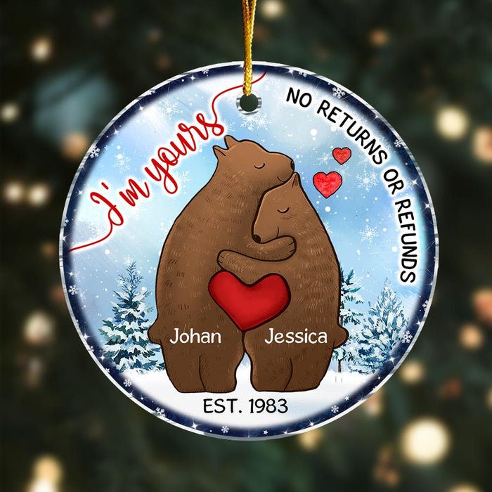 Personalized Christmas Gift For Couple I'm Yours No Returns Bears Circle Ornament 29233 1