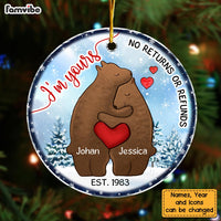 Personalized Christmas Gift For Couple I'm Yours No Returns Bears Circle Ornament 29233 thumb 1