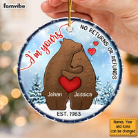 Personalized Christmas Gift For Couple I'm Yours No Returns Bears Circle Ornament 29233 thumb 1