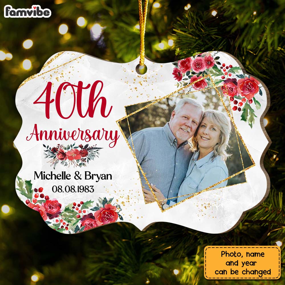 Personalized Gift For Couple 40th Wedding Anniversary Upload Photo Benelux Ornament 29235 Primary Mockup