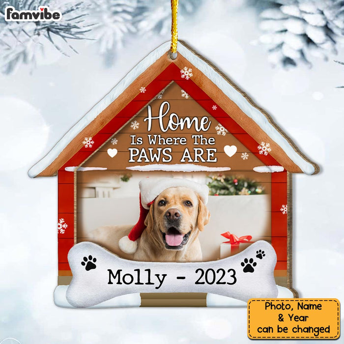 Personalized Home Is Where The Paws Are Ornament 2 Layered Wood Ornament 29237 1