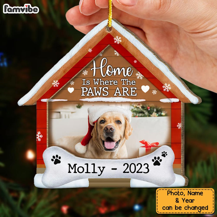 Personalized Home Is Where The Paws Are Ornament 2 Layered Wood Ornament 29237 1