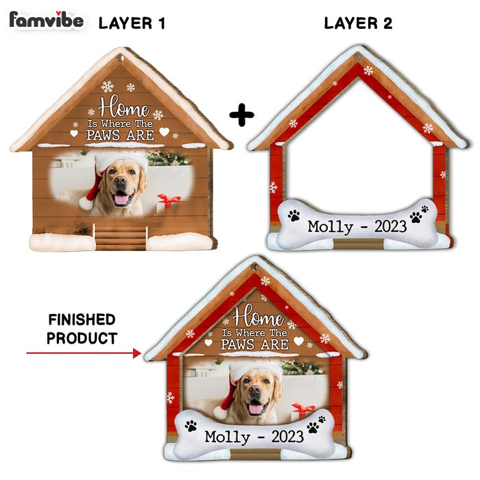 Personalized Home Is Where The Paws Are Ornament 2 Layered Wood Ornament 29237 1