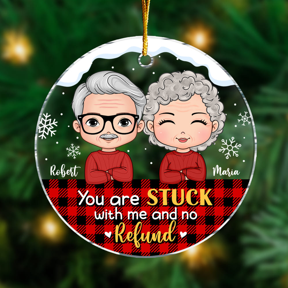 Personalized Christmas Gift For Couple You're Stuck With Me Circle Ornament 29238 Primary Mockup