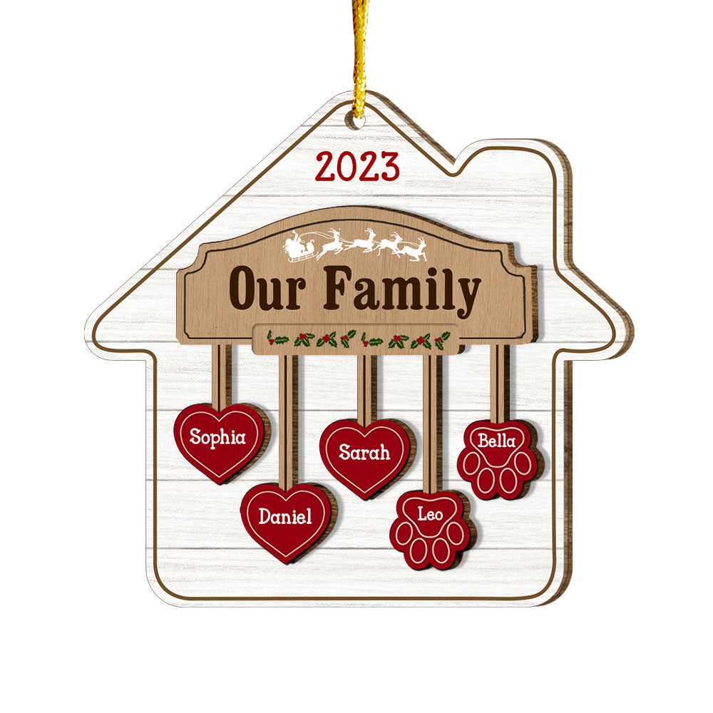 Personalized Our Family 2 Layered Wood Ornament 29241 Primary Mockup