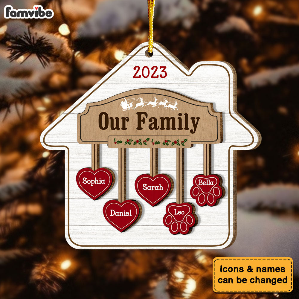Personalized Our Family 2 Layered Wood Ornament 29241 Primary Mockup