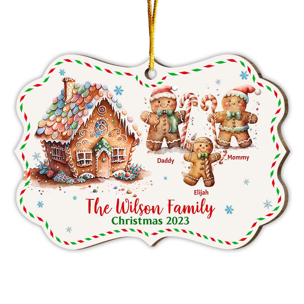 Personalized Family Christmas Cookie Gingerbread Benelux Ornament 29242 Primary Mockup