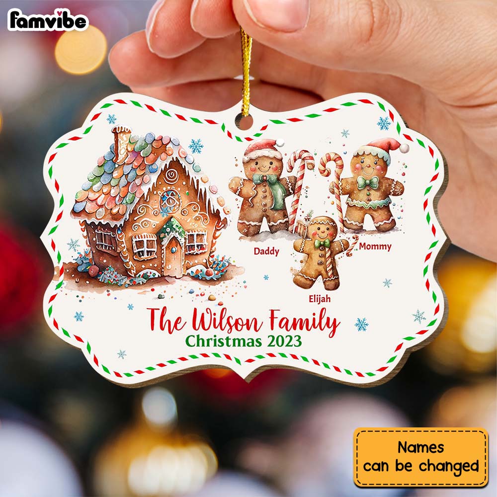 Personalized Family Christmas Cookie Gingerbread Benelux Ornament 29242 Primary Mockup