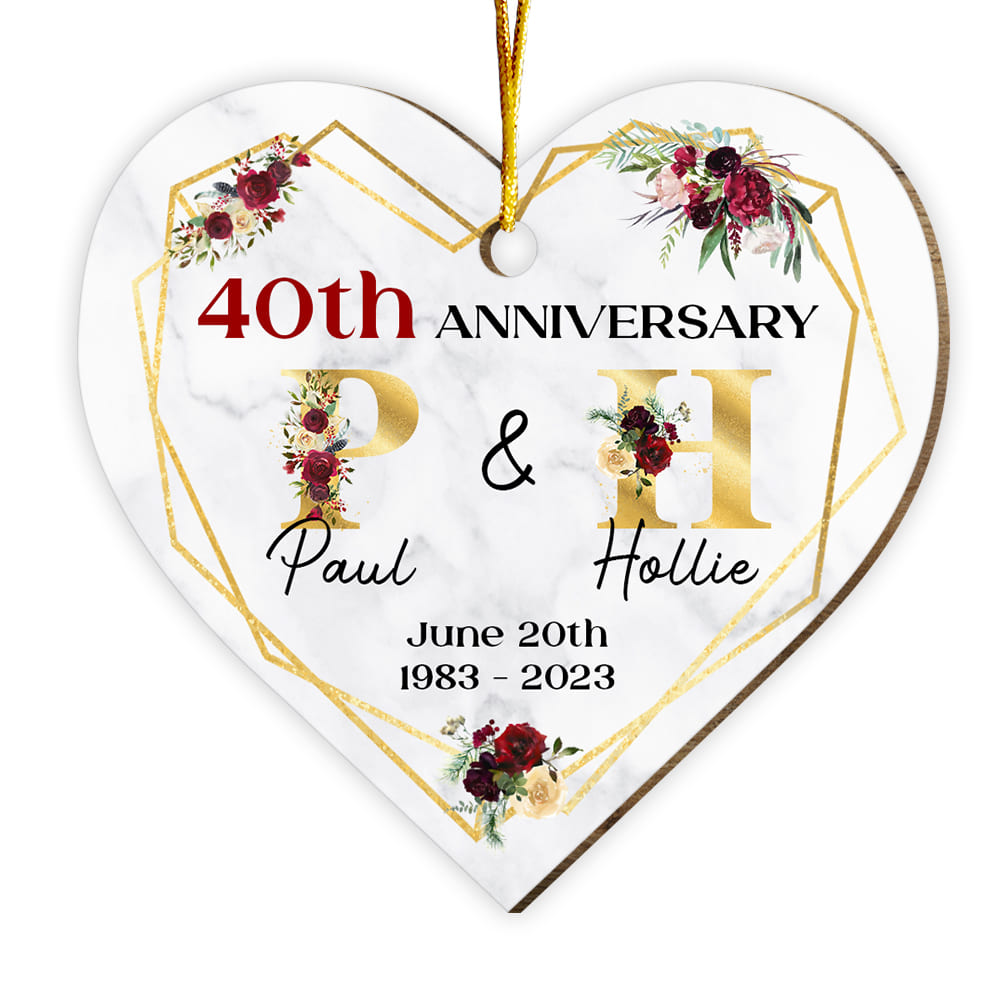 Personalized Gift For 40th Wedding Anniversary Heart Ornament 29243 Primary Mockup