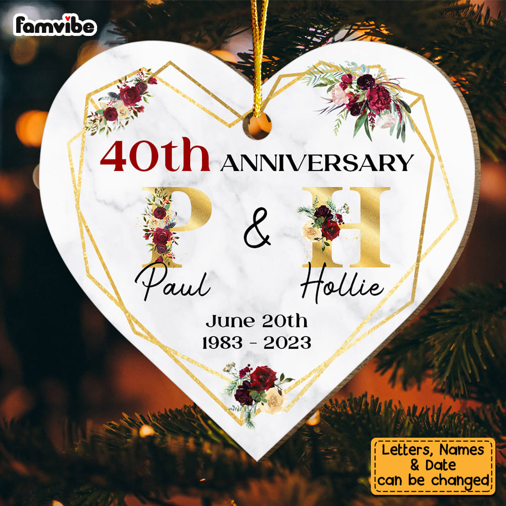 Personalized Gift For 40th Wedding Anniversary Heart Ornament 29243 Primary Mockup