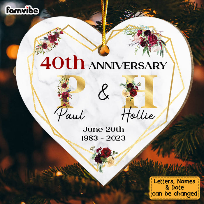 Personalized Gift For 40th Wedding Anniversary Heart Ornament 29243 1