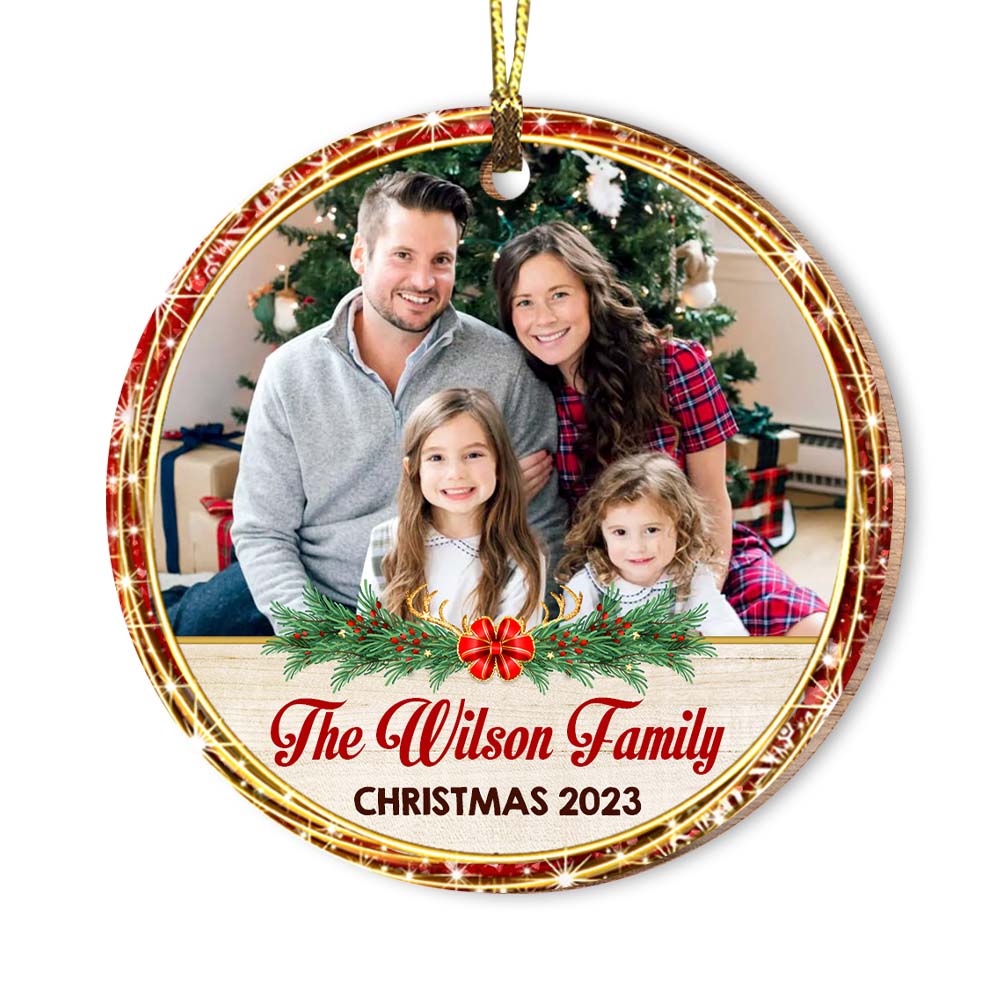 Personalized Christmas Gift For Family Photo Upload 2023 Circle Ornament 29246 Primary Mockup