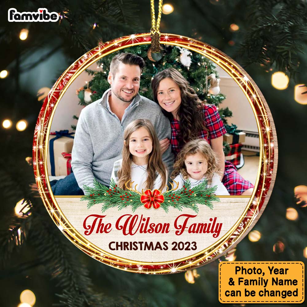 Personalized Christmas Gift For Family Photo Upload 2023 Circle Ornament 29246 Primary Mockup