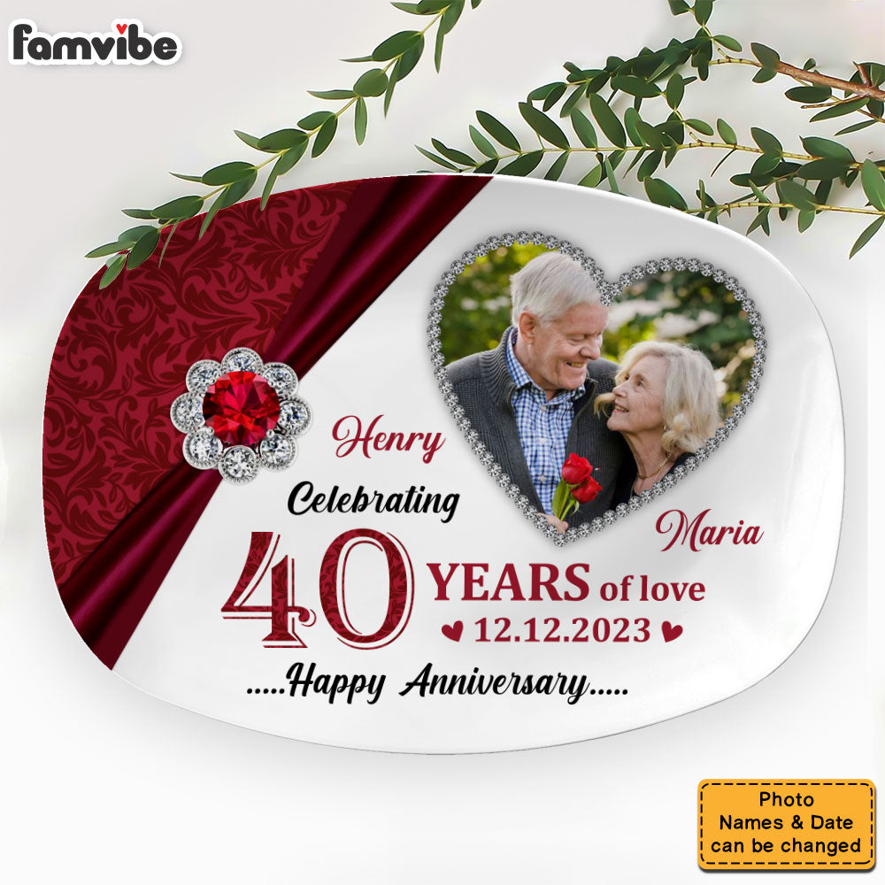 Personalized Couple Gift 40 Years Of Love Anniversary Plate 29248 Primary Mockup