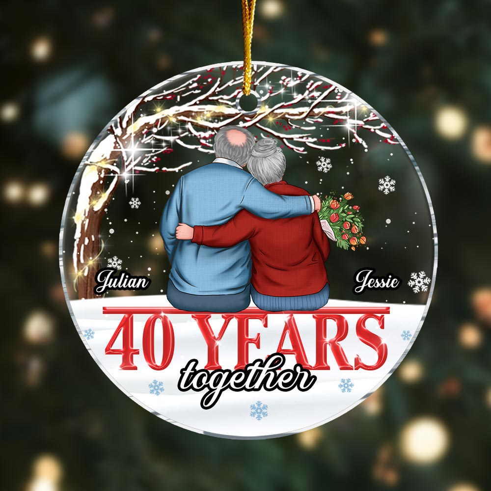 Personalized Couple Gift 40 Years Anniversary Christmas Circle Ornament 29252 Primary Mockup