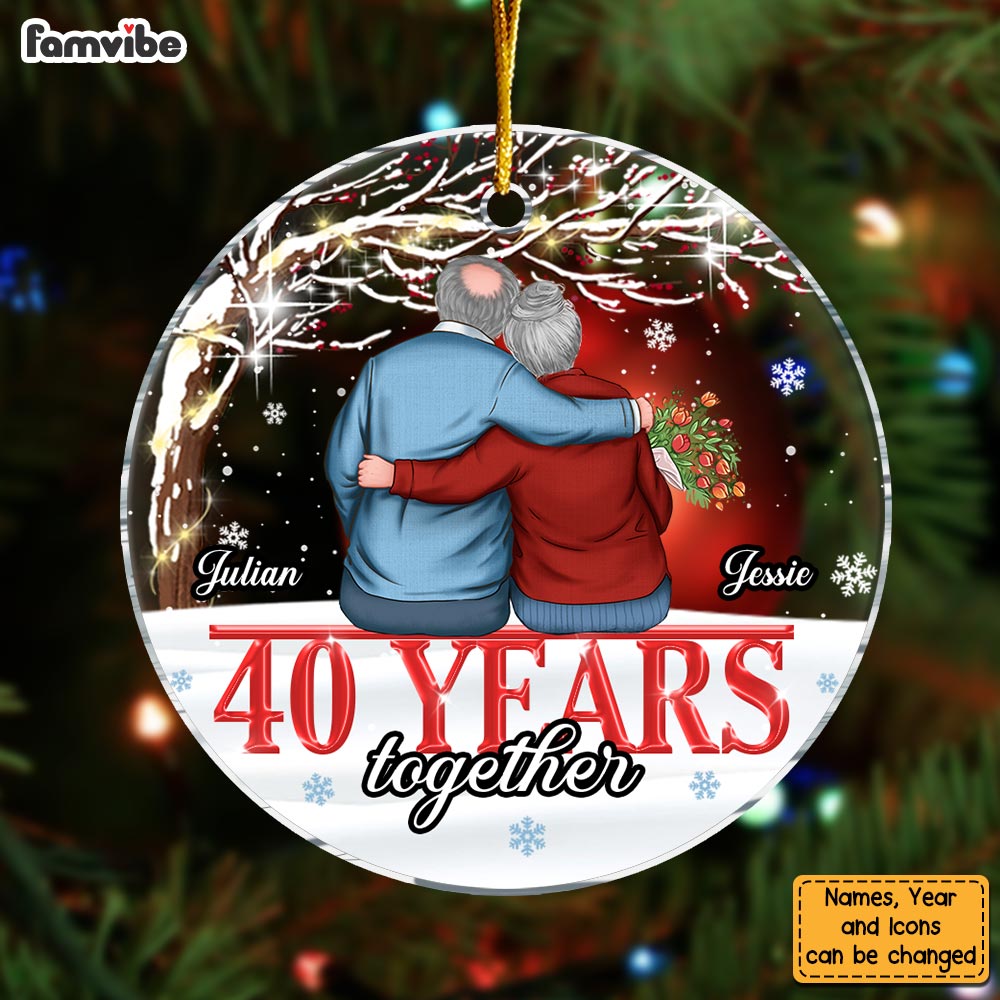 Personalized Couple Gift 40 Years Anniversary Christmas Circle Ornament 29252 Primary Mockup