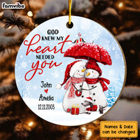 Personalized Christmas Gift For Couple Snowman Circle Ornament 29259 thumb 1