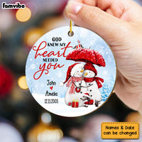 Personalized Christmas Gift For Couple Snowman Circle Ornament 29259 thumb 1