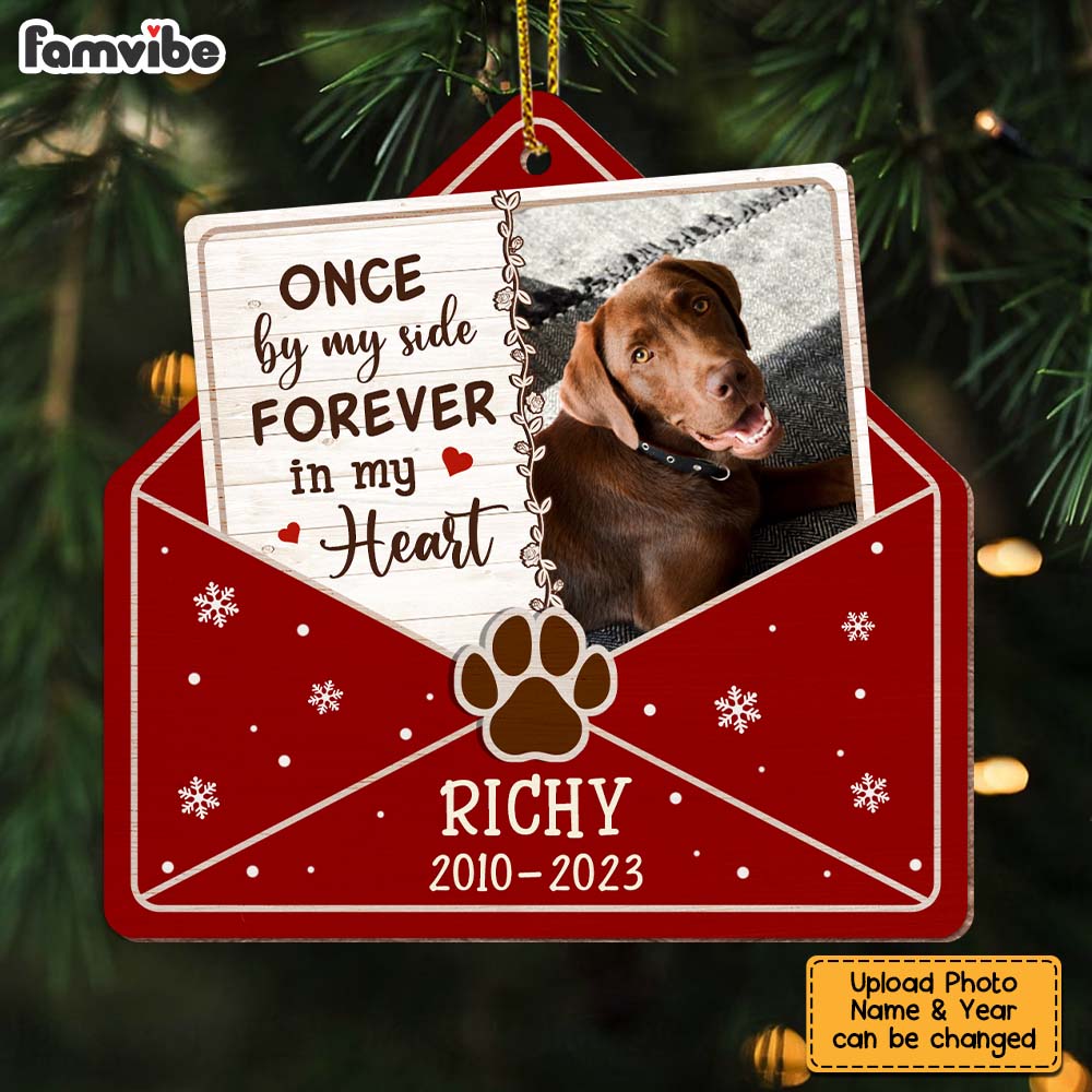 Personalized Dog Loss Memorial Gify Forever In My Heart Upload Photo Ornament 29264 Mockup 2