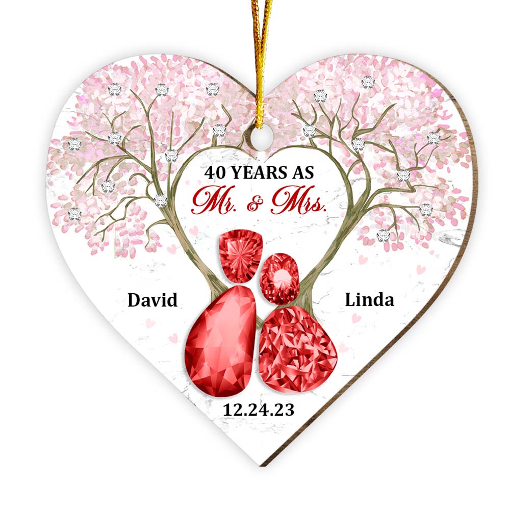 Personalized 40th Wedding Anniversary 40 Years As Mr. And Mrs. Heart Ornament 29266 Primary Mockup