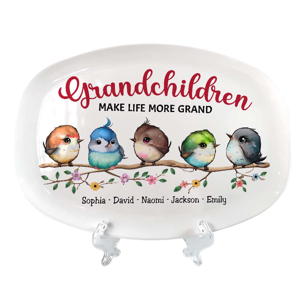 Personalized Gift For Grandma Grandchildren Life More Grand Bird Plate 29272 Primary Mockup