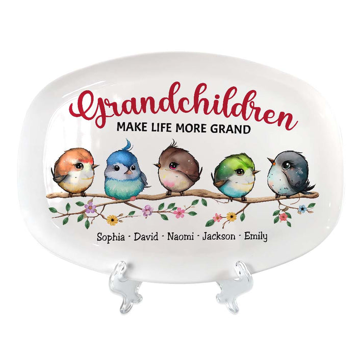 Personalized Gift For Grandma Grandchildren Life More Grand Bird Plate 29272 1