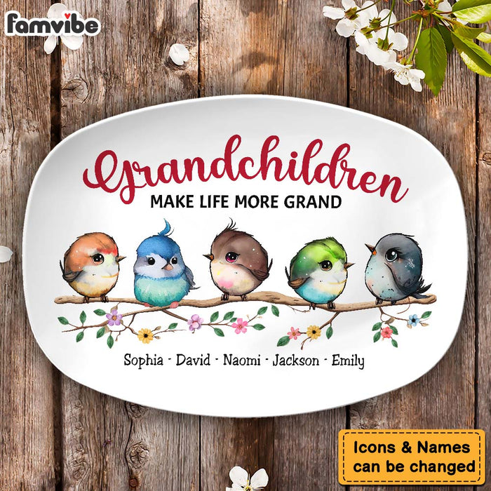 Personalized Gift For Grandma Grandchildren Life More Grand Bird Plate 29272 1