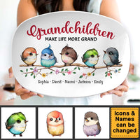 Personalized Gift For Grandma Grandchildren Life More Grand Bird Plate 29272 thumb 1