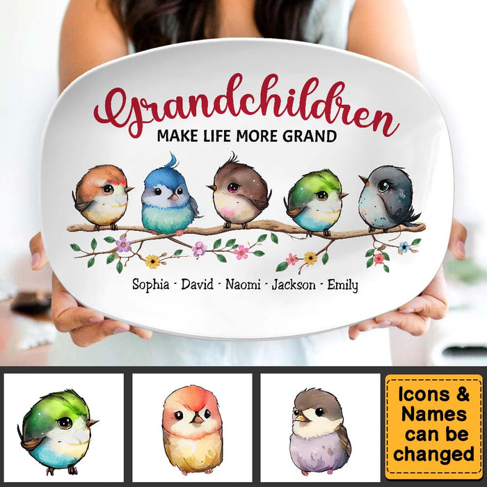 Personalized Gift For Grandma Grandchildren Life More Grand Bird Plate 29272 1