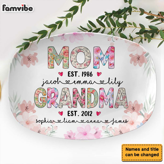 Personalized Gift For Grandma Floral Theme Plate 29274 1