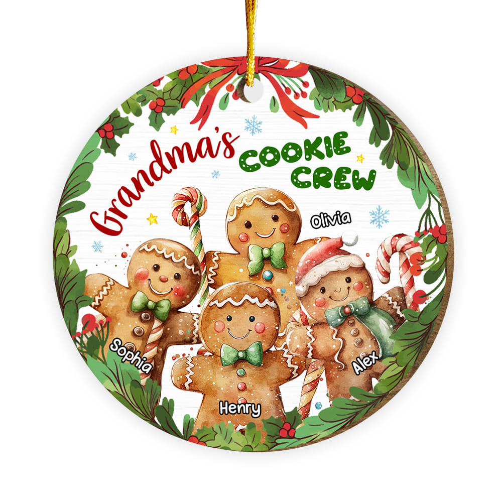 Personalized Gift Grandma's Cookies Christmas Wreaths Circle Ornament 29276 Primary Mockup