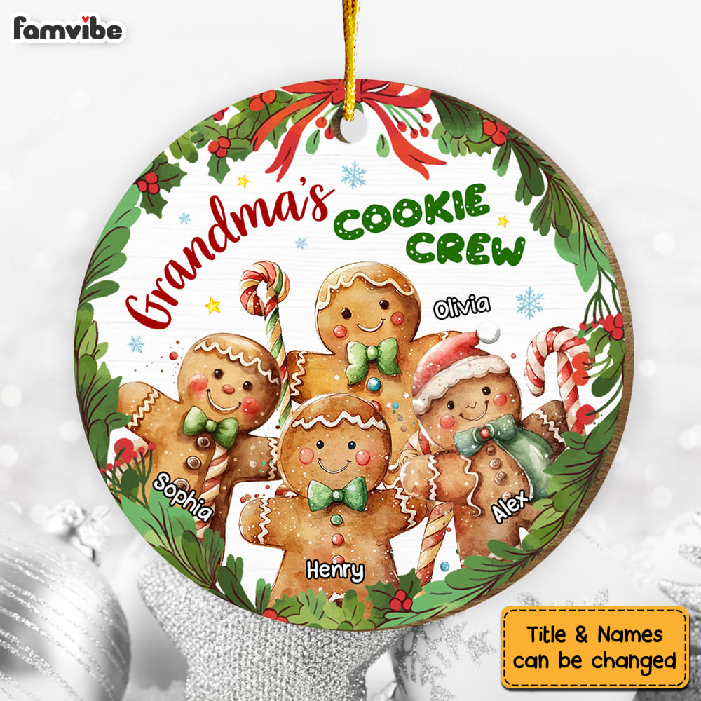 Personalized Gift Grandma's Cookies Christmas Wreaths Circle Ornament 29276 Primary Mockup