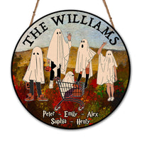 Personalized Halloween Gift The Ghost Family Round Wood Sign 29286 thumb 1