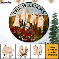 Personalized Halloween Gift The Ghost Family Round Wood Sign 29286 thumb 1