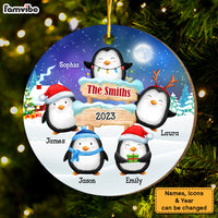 Personalized Christmas Gift For Family Penguins North Pole Circle Ornament 29287 thumb 1