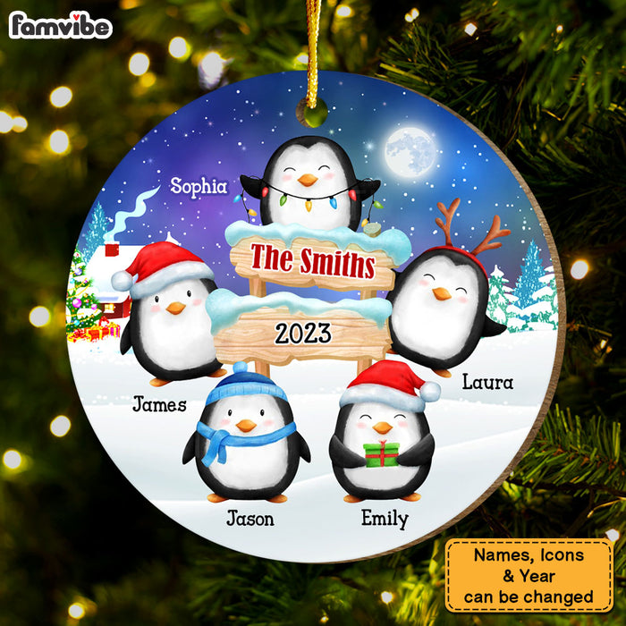 Personalized Christmas Gift For Family Penguins North Pole Circle Ornament 29287 1